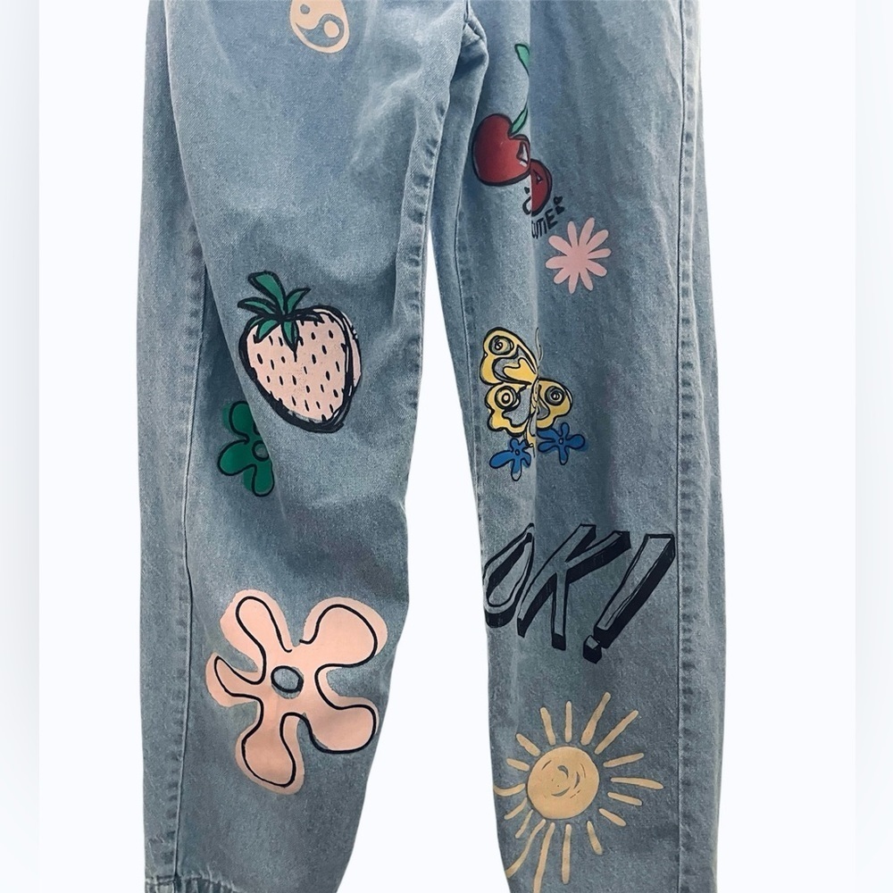 Cute Daisy Street Junior Graffiti Denim Jeans Size 5 - Picture 3 of 5